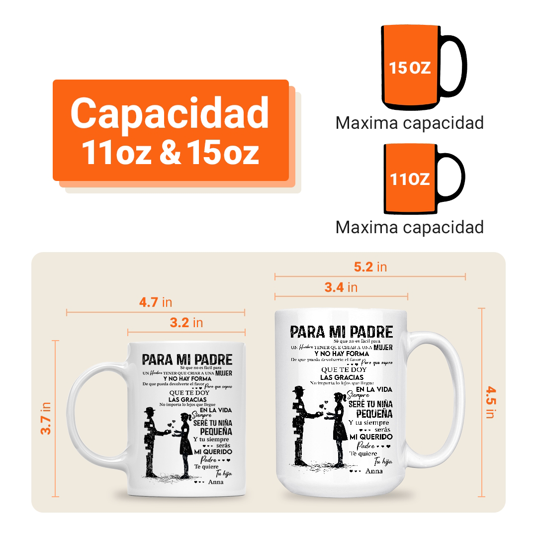 Para Mi Padre Siempre Seré Tu Niña Pequeña Taza Regalo Para El Día Del Padre