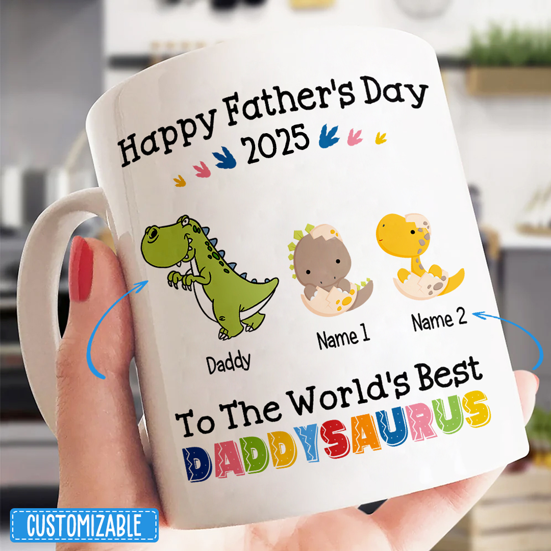 World's Best Daddysaurus Mug Personalized Father's Day Gift For Dad