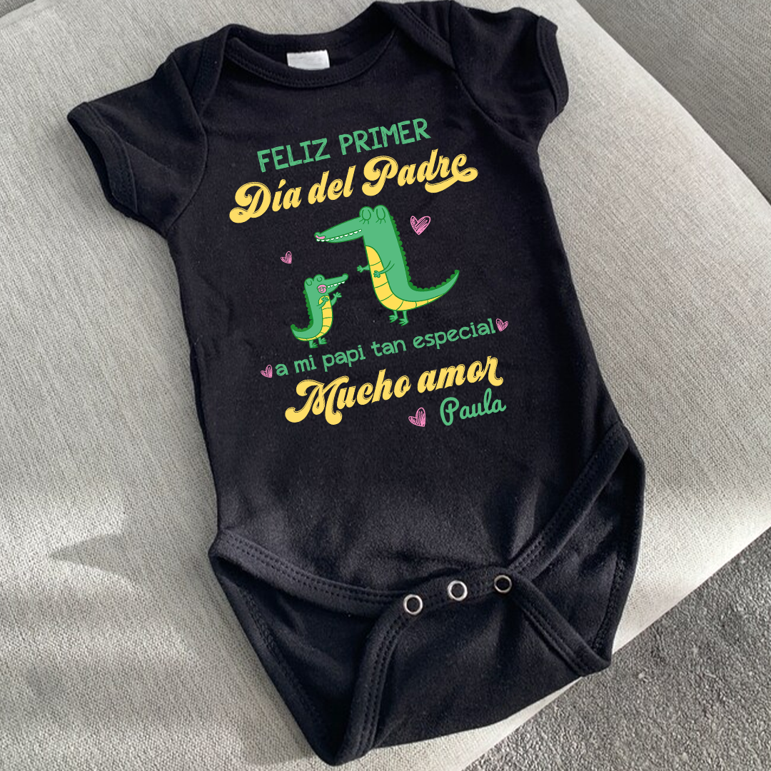 Feliz Primer Día Del Padre Personalized Baby Onesie