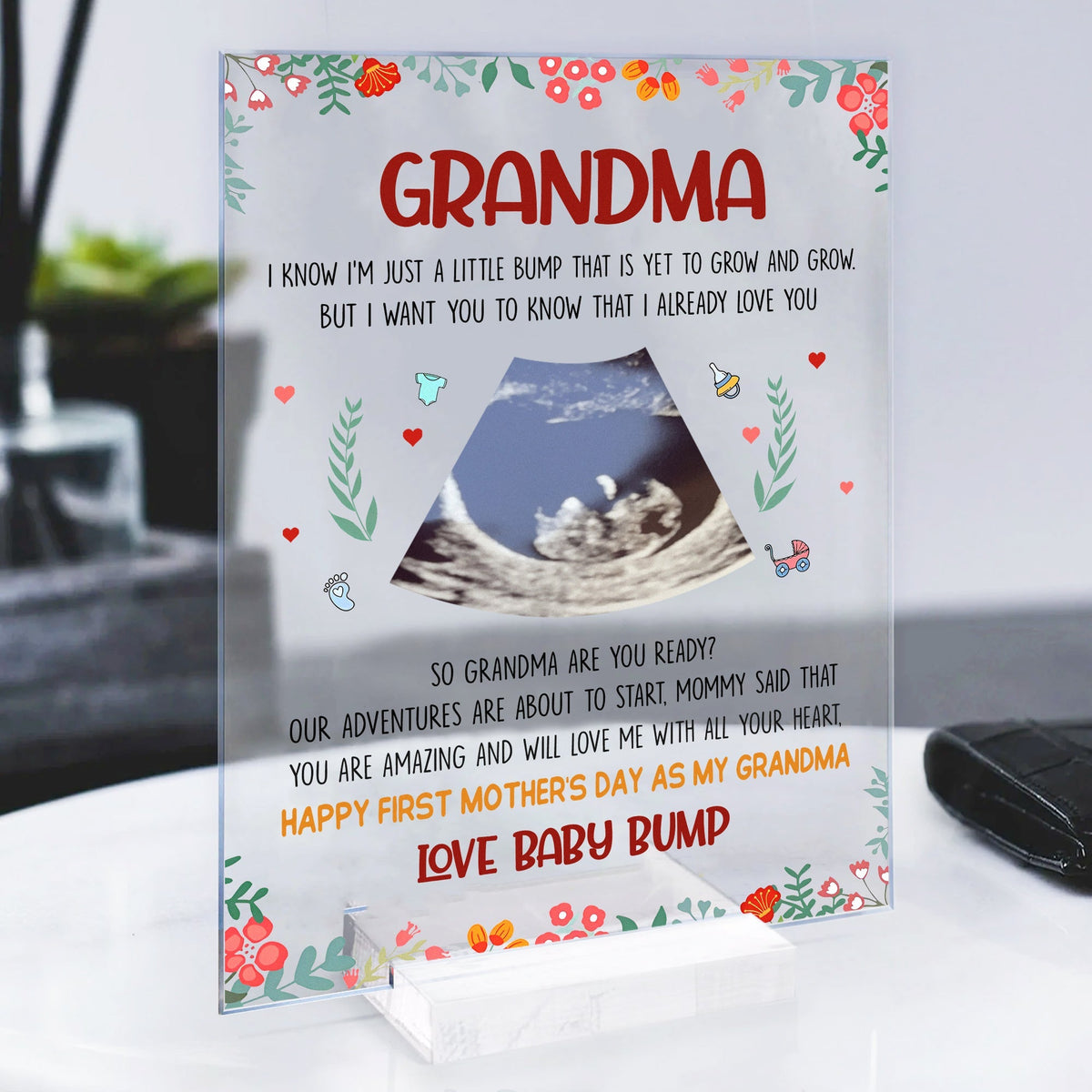 I'm Just A Little Bump Acrylic Plaque Personalized Gift for Grandma