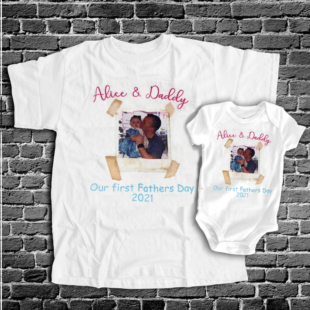 For Dad And Baby Our First Father's Day Personalized Matching Shirt