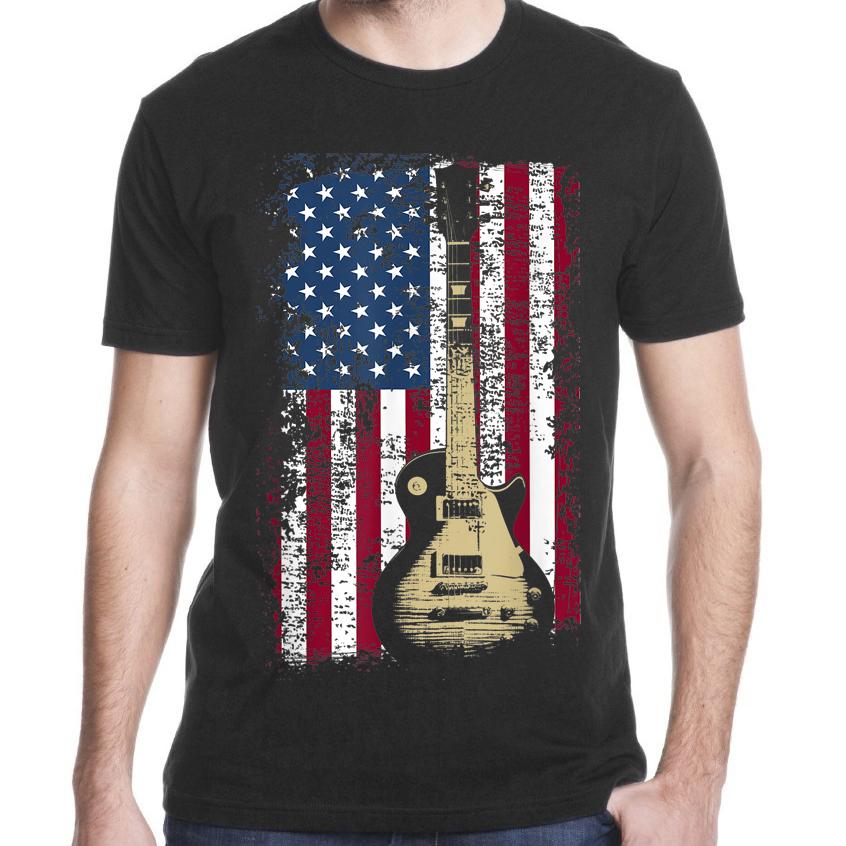 Gift For Music Lover Vintage Us Flag Guitar Shirt American Flag Gift Tshirt