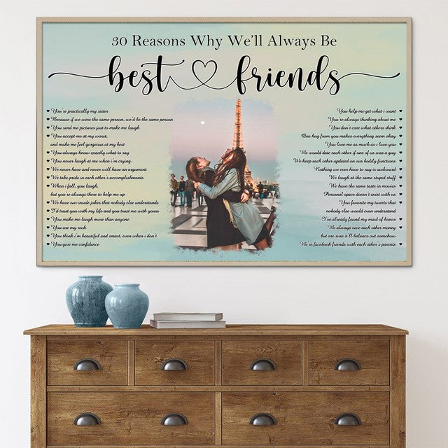 Personalized Image Bestie Wall Art 30 Reasons Why We’ll Always Be Best Friends Poster