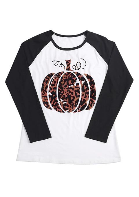 Pumpkin Leopard Printed Baseball TShirt