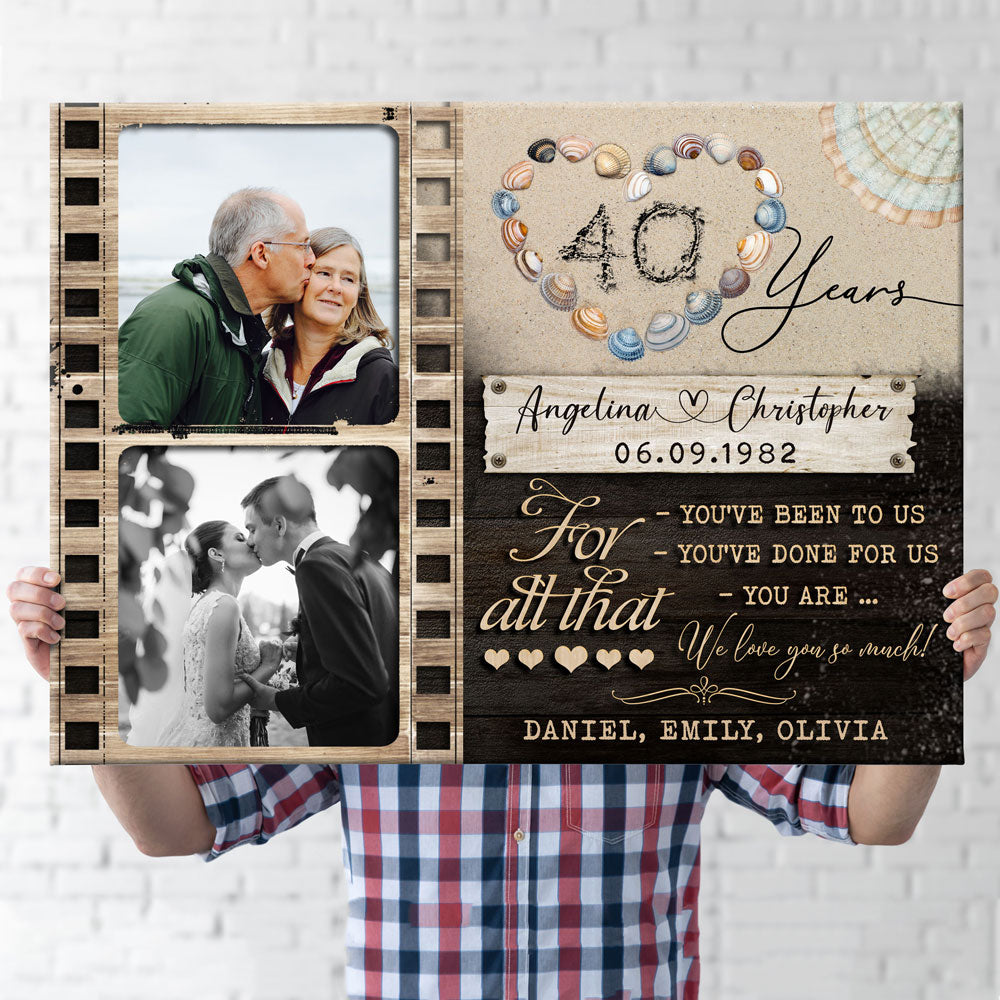 40th Wedding Anniversary 40 Year For Parents Photo Personalized Canvas