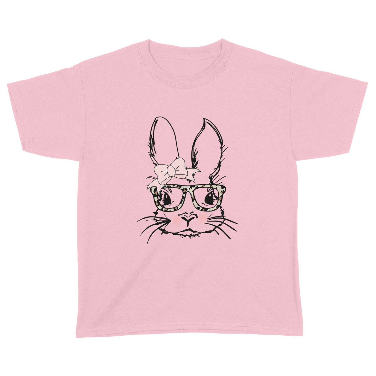 Bunny With Glass Easter Youth Shirt Gift For Toddler For Girls