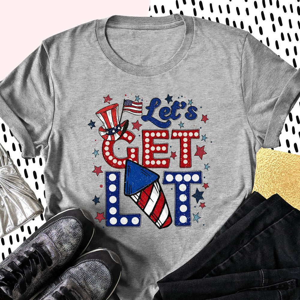 Let's Get Lit Independence Day 4th of July Shirt