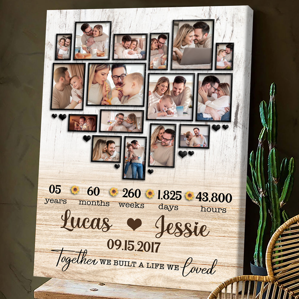 5 Year 5th Wedding Anniversary Wife Husband Personalized Photo Canvas