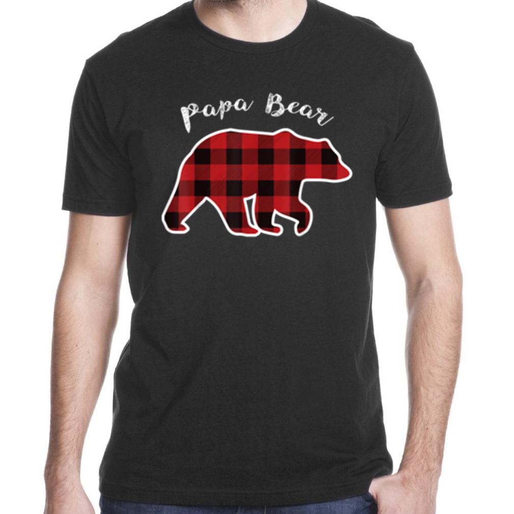 Gifts for grandpa Papa bear men red plaid christmas pajama family grandpa gift tshirt