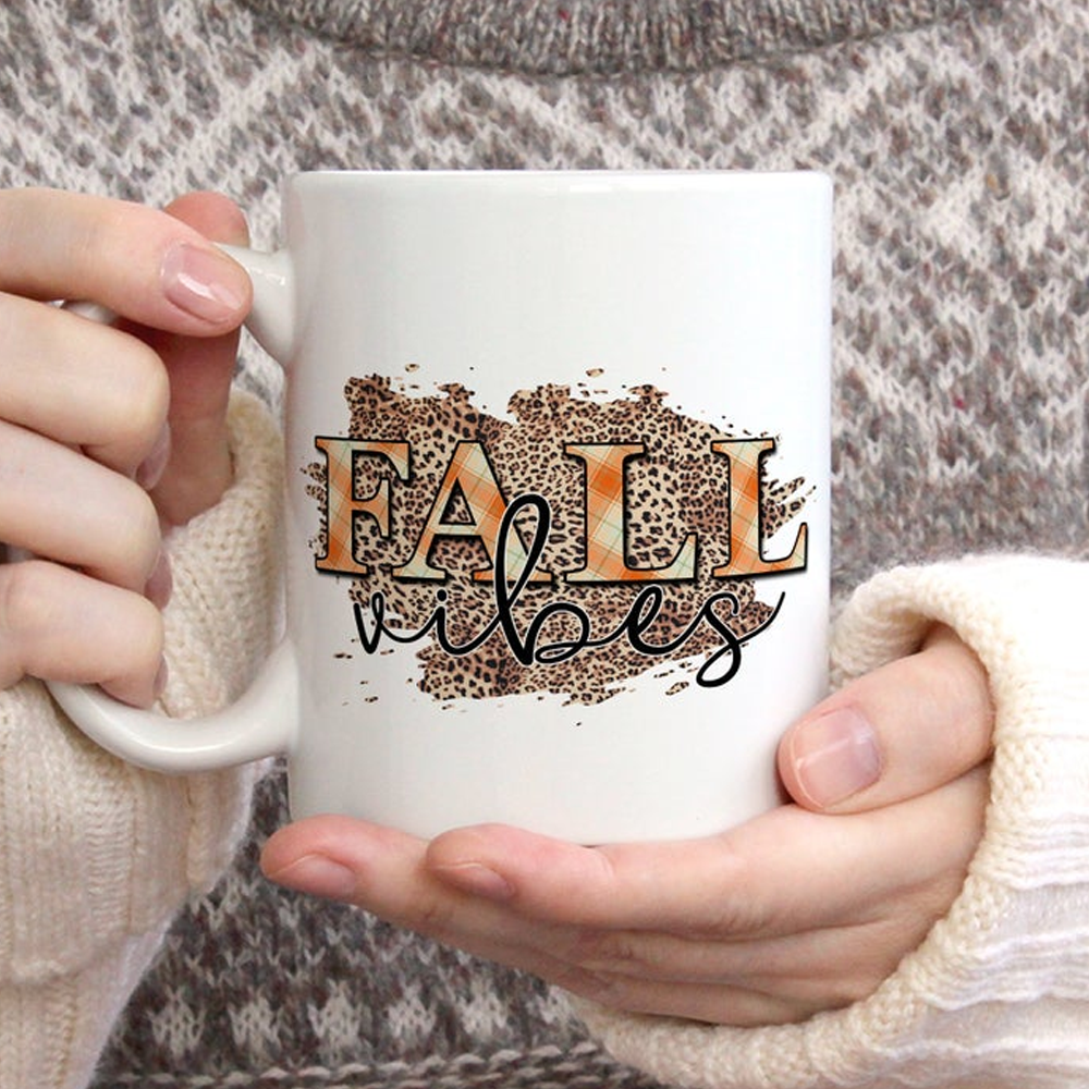 Fall Vibes Leopard Happy Fall Mug