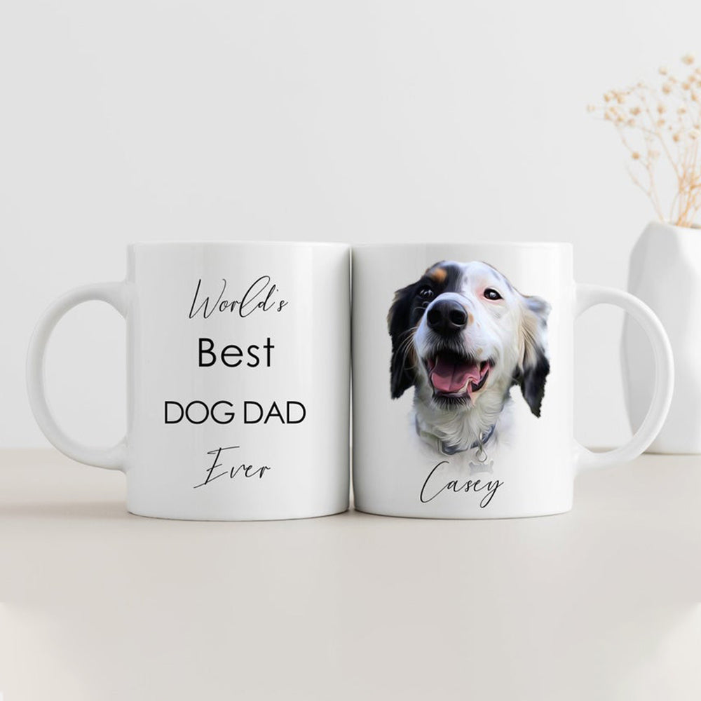 Personalized Gift For Dad For Dog Lover Dog's Painting Best Dog Dad Mug