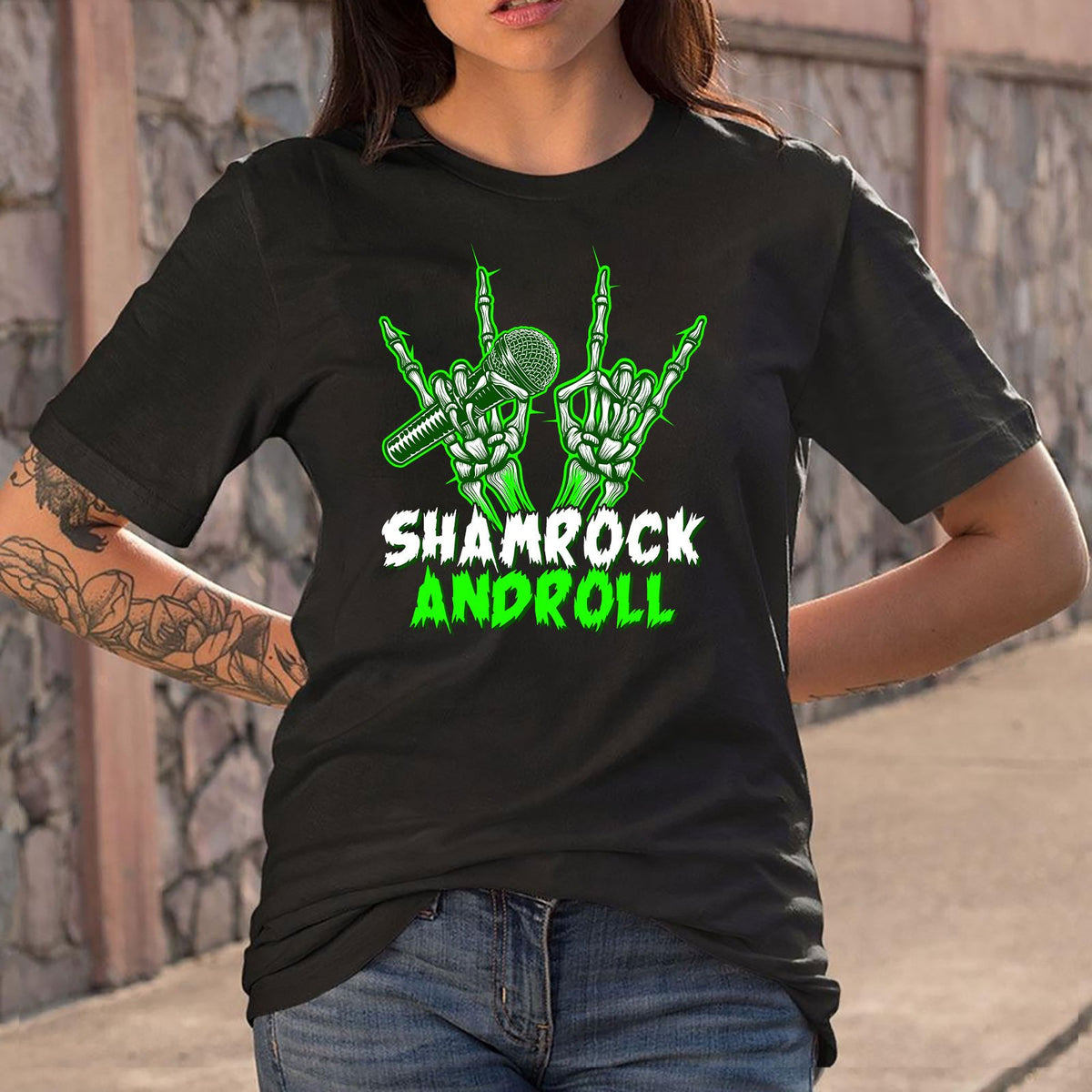 St. Patrick's Day Skeleton Shamrock And Roll TShirt