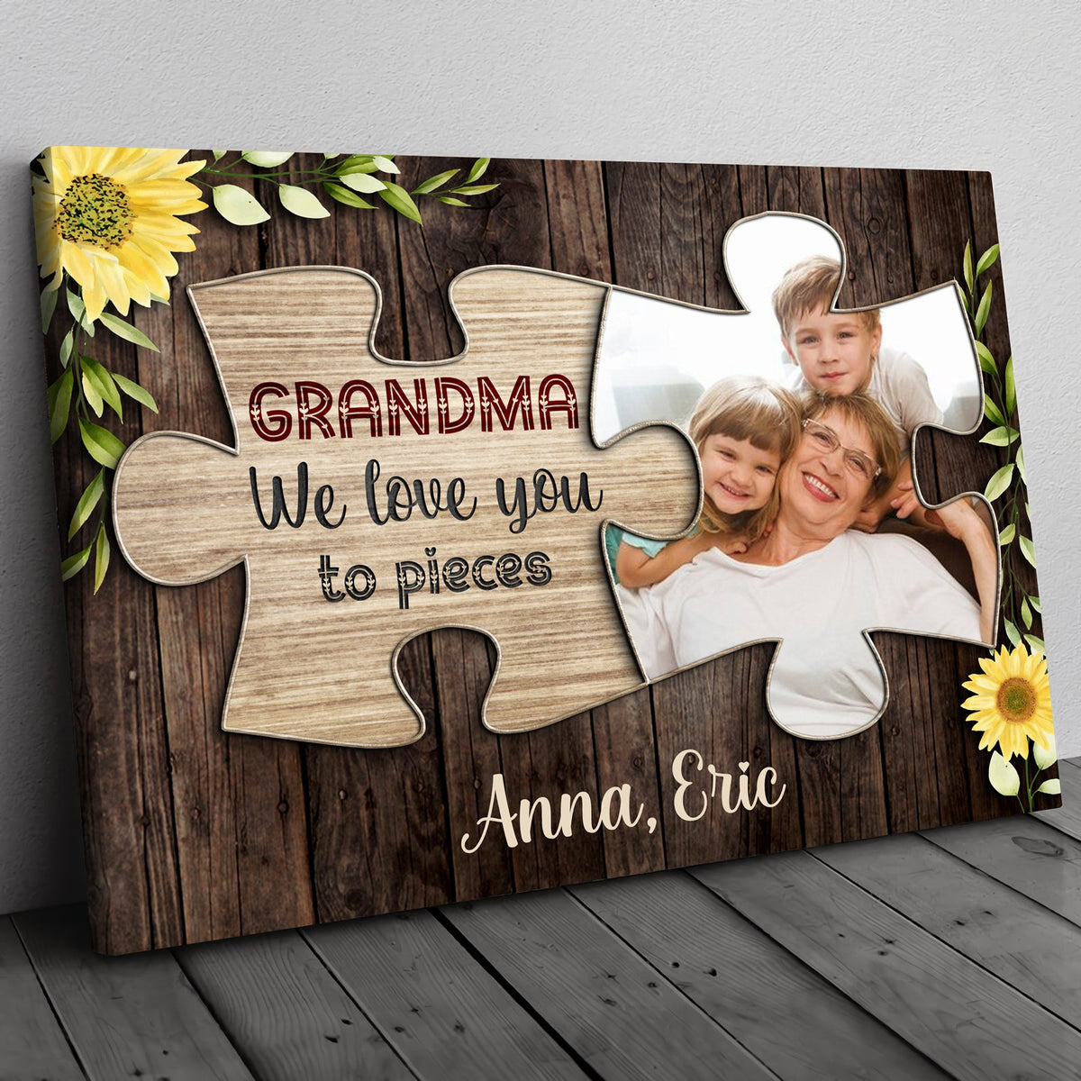 Grandma We Love You to Pieces Personalized Canvas