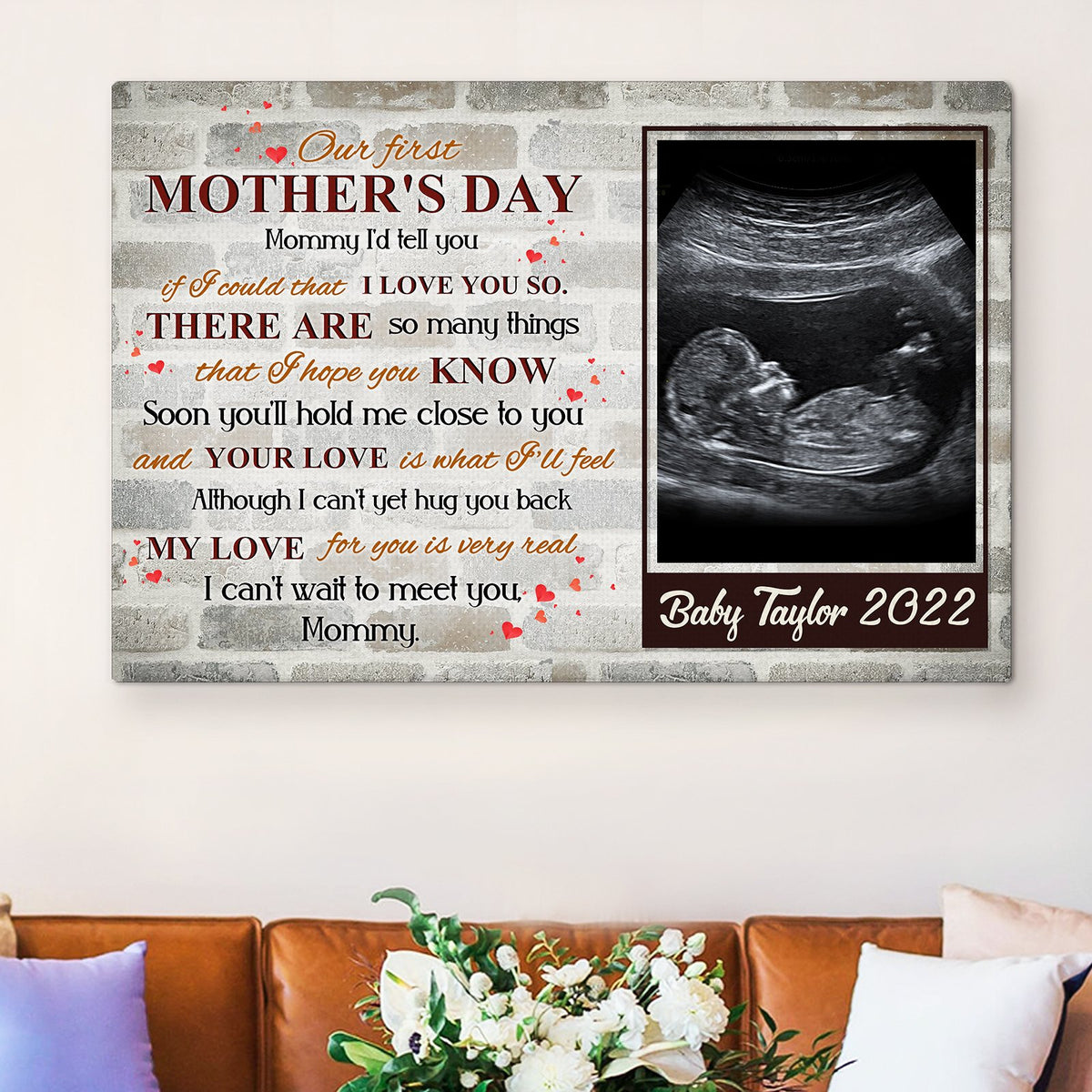 Personalized First Mothers Day Canvas First Time Mom Gift