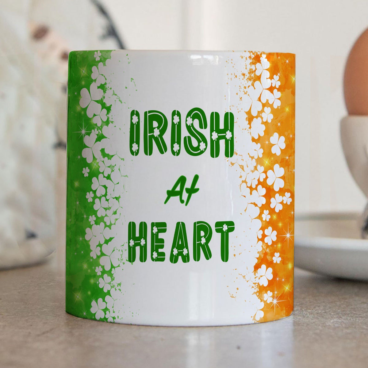 St Patrick's Day Irish At Heart Lucky Green Shamrock Mug