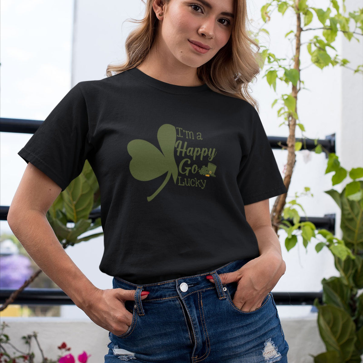 St Patrick's Day I'm A Happy Go Lucky Irish Green Shamrock TShirt