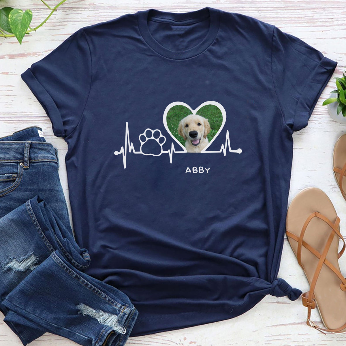 Dog Heartbeat Shirt Dog Mom Custom Photo Personalized Shirt