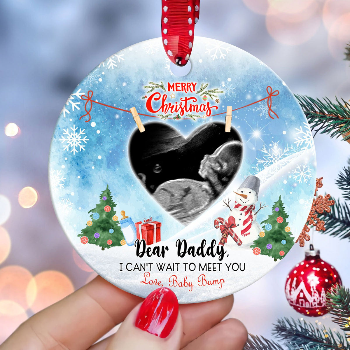 Personalized Gift For Expecting Dad Ornament, Gift From Bump, Daddy To Be Christmas Ornament