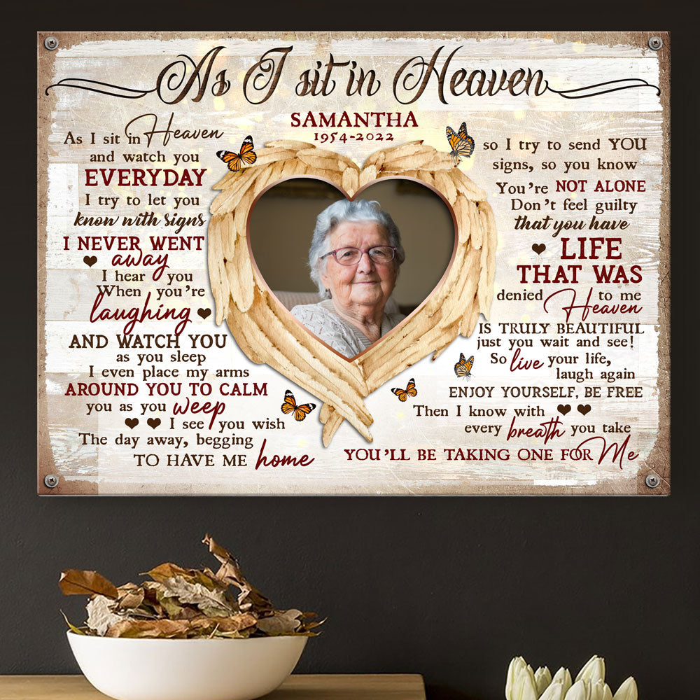 As I Sit In Heaven Sympathy Loss Memorial Personalized Photo Canvas