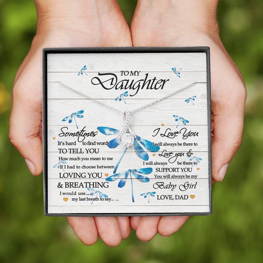 Gift For Daughter From Dad Dragonfly Alluring Beauty Necklace Message Card