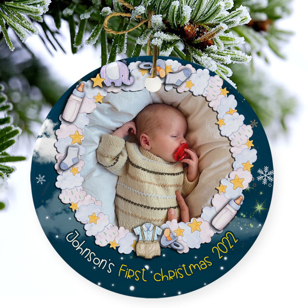 Baby's First Christmas Photo Ornament Personalized Gift For Baby