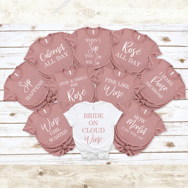 Personalized Matching Wine Bachelorette Party Bridesmaid Matching Shirts Wedding Gift