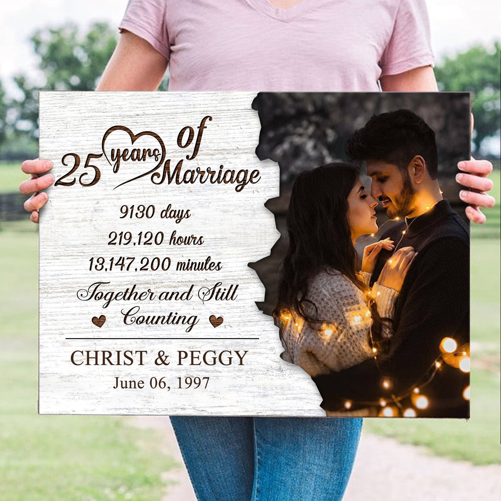 Couple 25 Years Wedding Anniversary Still Counting Personalized Canvas