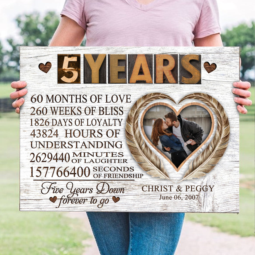 Couple 5 Years Wedding Anniversary Forever To Go Personalized Canvas
