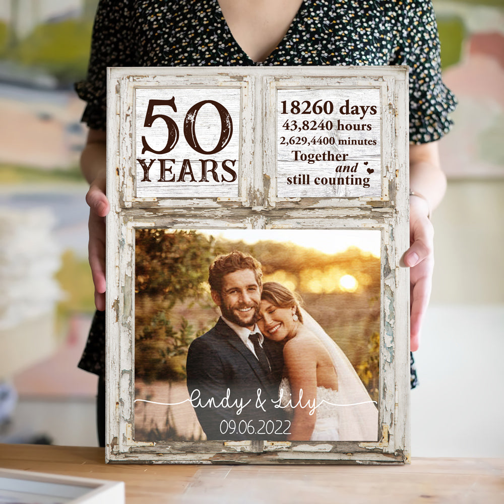 Couple Husband Wife 50th Wedding Anniversary Personalized Canvas