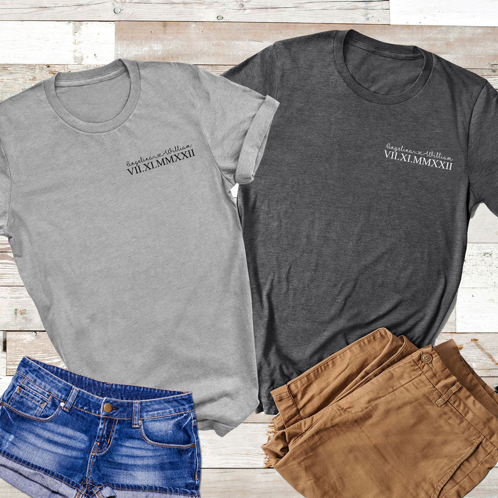 Couple Roman Numeral Anniversary Date Personalized Shirt