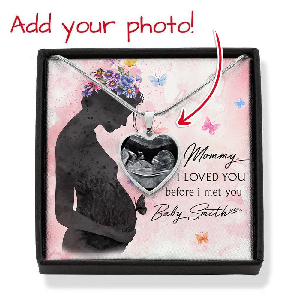 Personalized Gift For First Time Mom Bump Message Card Heart Necklace