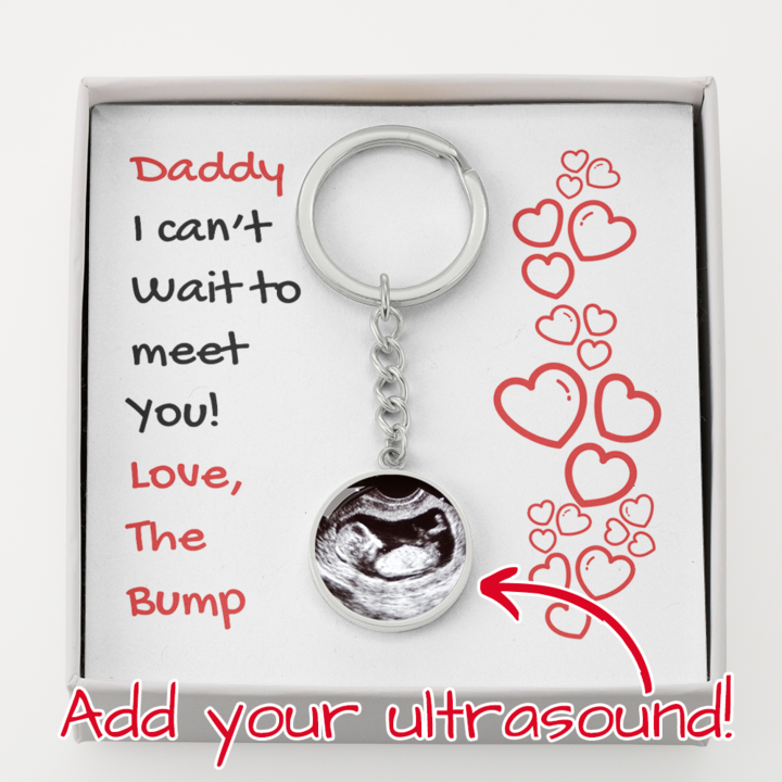 Personalized Gift For Expecting Dad I Can't Wait To Meet You Circle Keychains