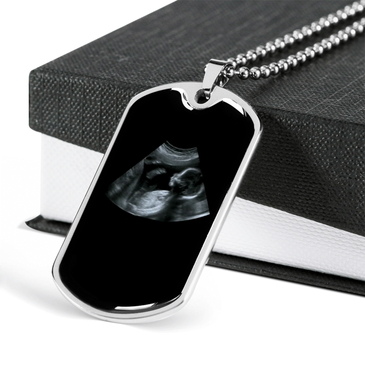 Personalized Gift For Expecting Dad Bump Message Card Dog Tag Necklace