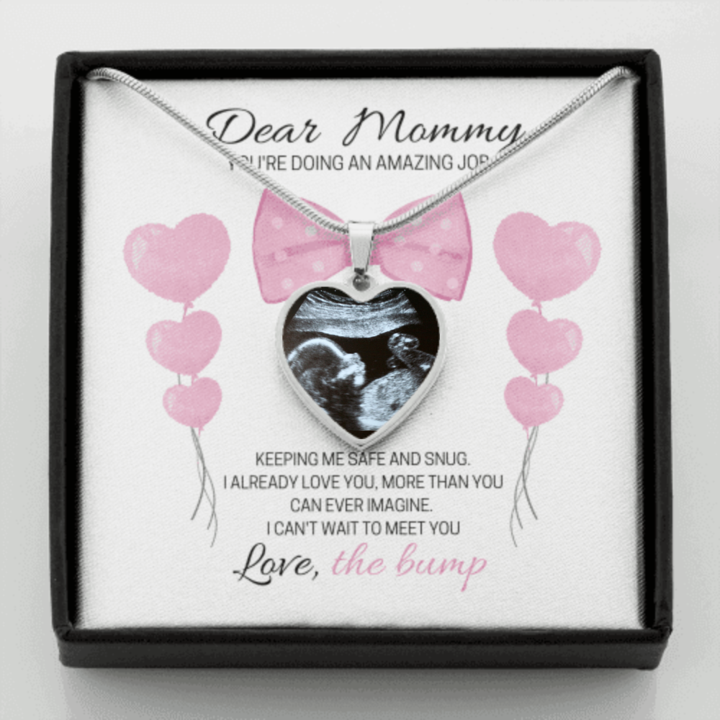 Personalized Gift For Expecting Mom I Can't Wait To Meet You Heart Message Card Heart Necklace