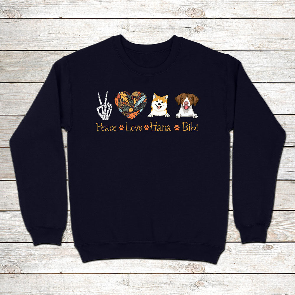 Dog Lovers Dog Mom Peace Love Dogs Autumn Personalized Sweatshirt