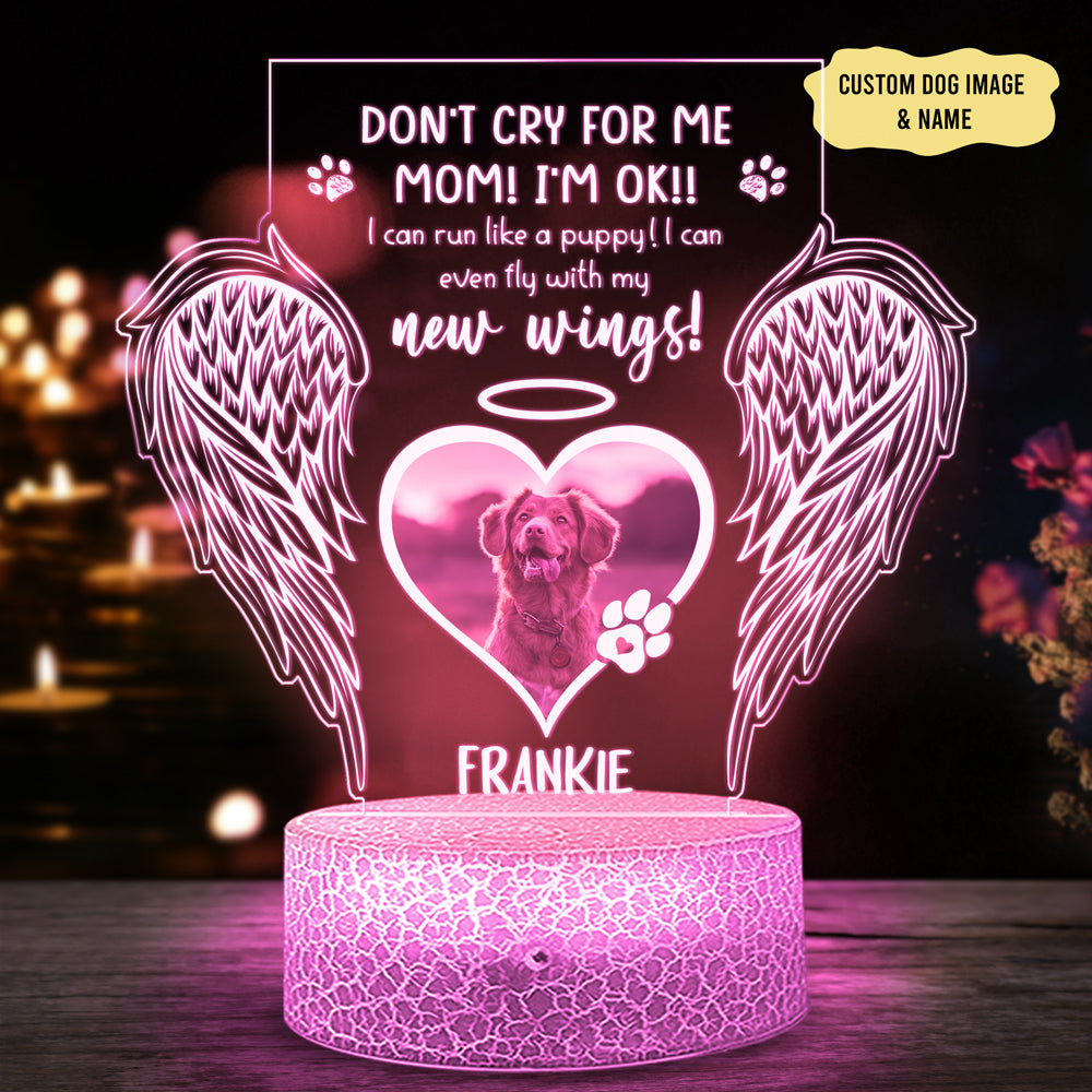 Dog Mom Gift Memorial Pet Fly With New Wings Personalized Night Light