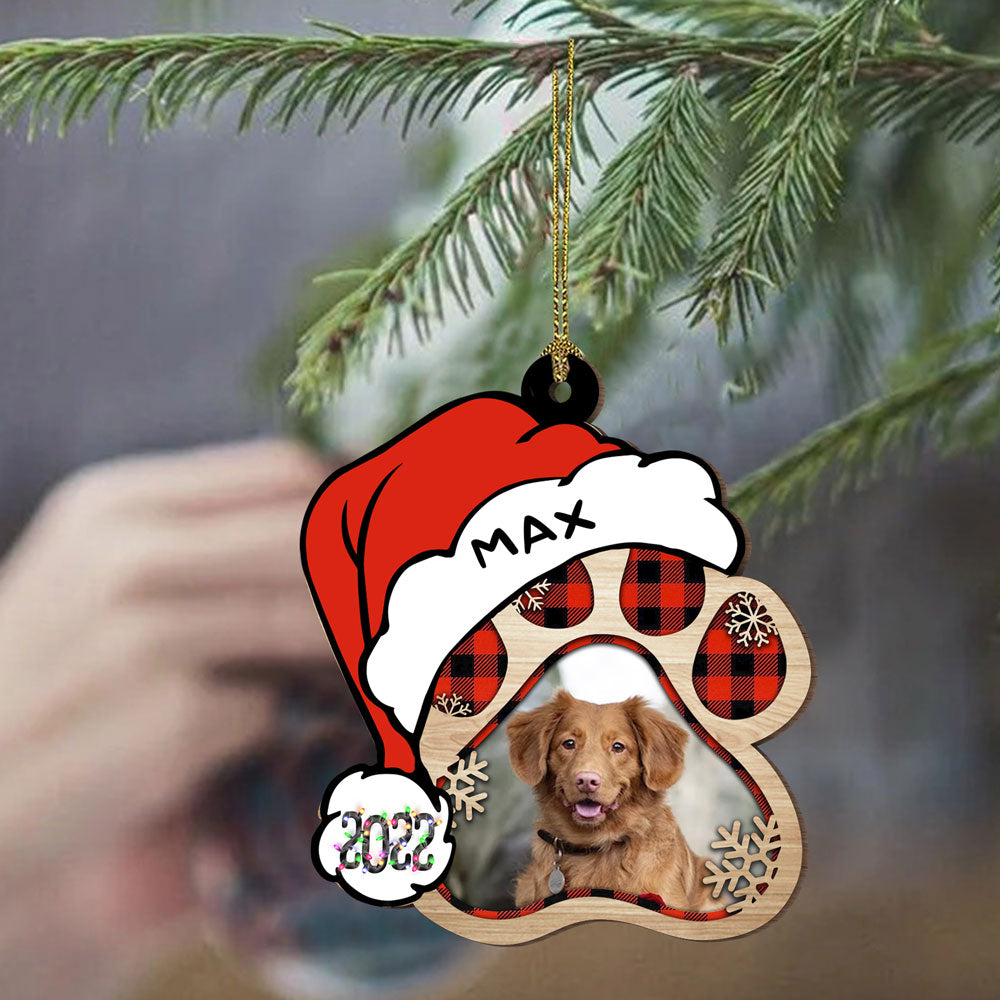 Dog Paw Shaped Photo Wood Ornament Personalized Gift For Dog Lovers