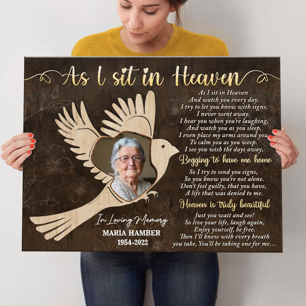 Family Member Sit In Heaven Memorial Personalized Canvas