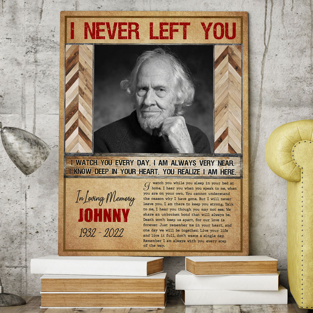 Family Sympathy Gift Loss Never Left Memorial Personalized Canvas