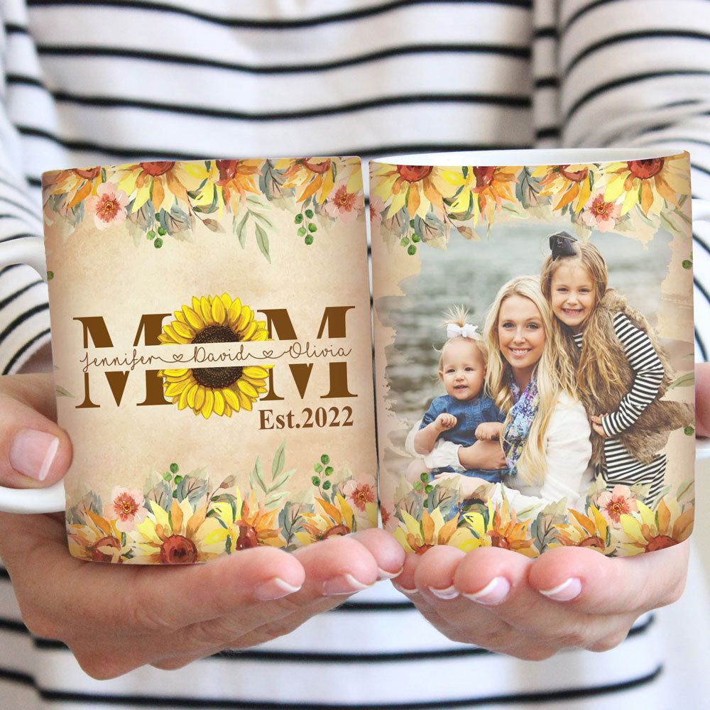 Personalized Mom Est Custom Photo Sunflowers Mug