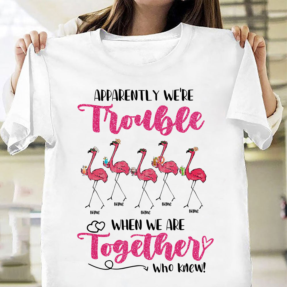 Best Friends Trouble Together Flamingo Personalized Shirt