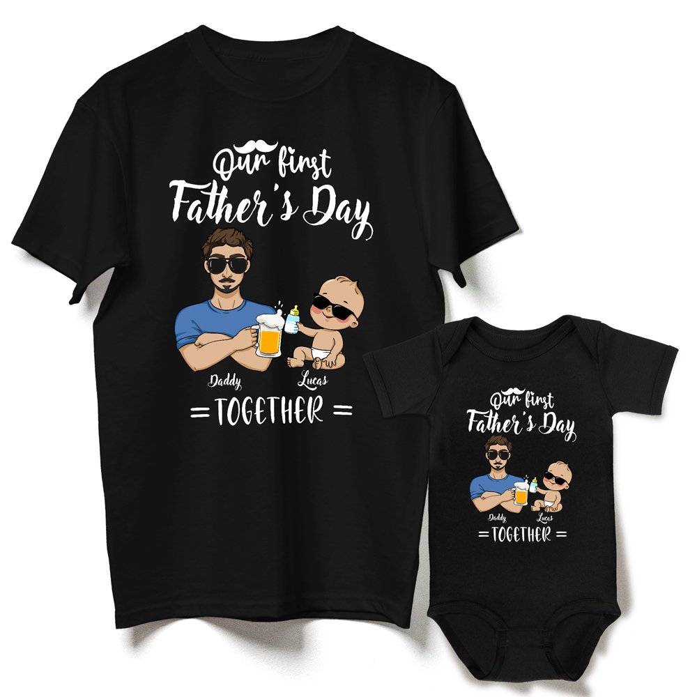 New Dad First Time Father's Day Beer Funny Matching Personalized Shirt