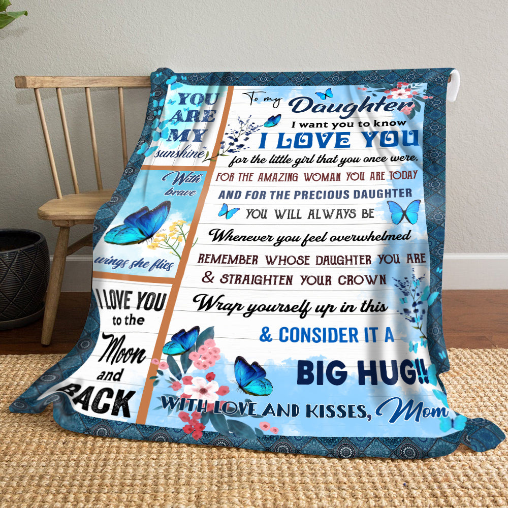 You Are My Sunshine Butterflies Blanket Gift For Daughter From Mom Fleece Blanket
