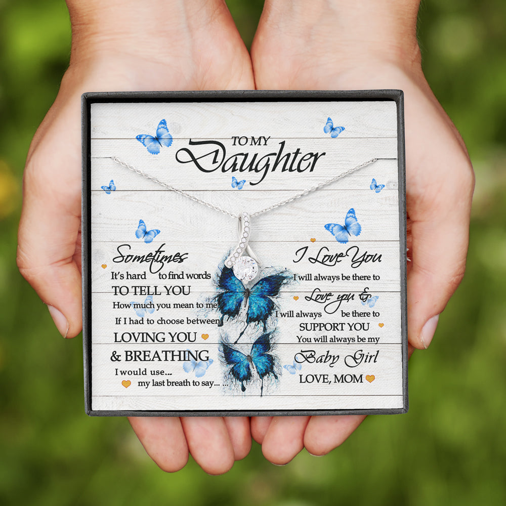 Gift For Daughter From Mom Butterfly Alluring Beauty Necklace Message Card