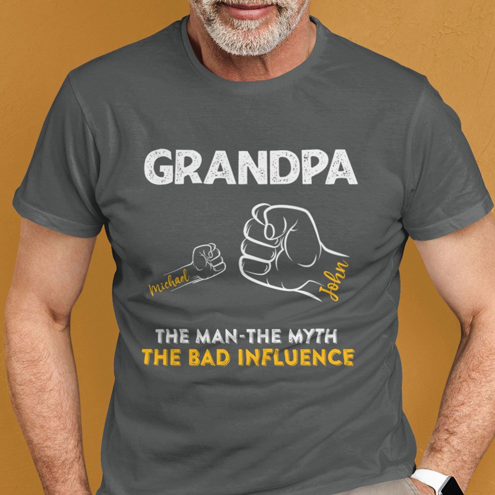 Grandpa And Grandkids Man Myth Bad Influence Funny Personalized Shirt