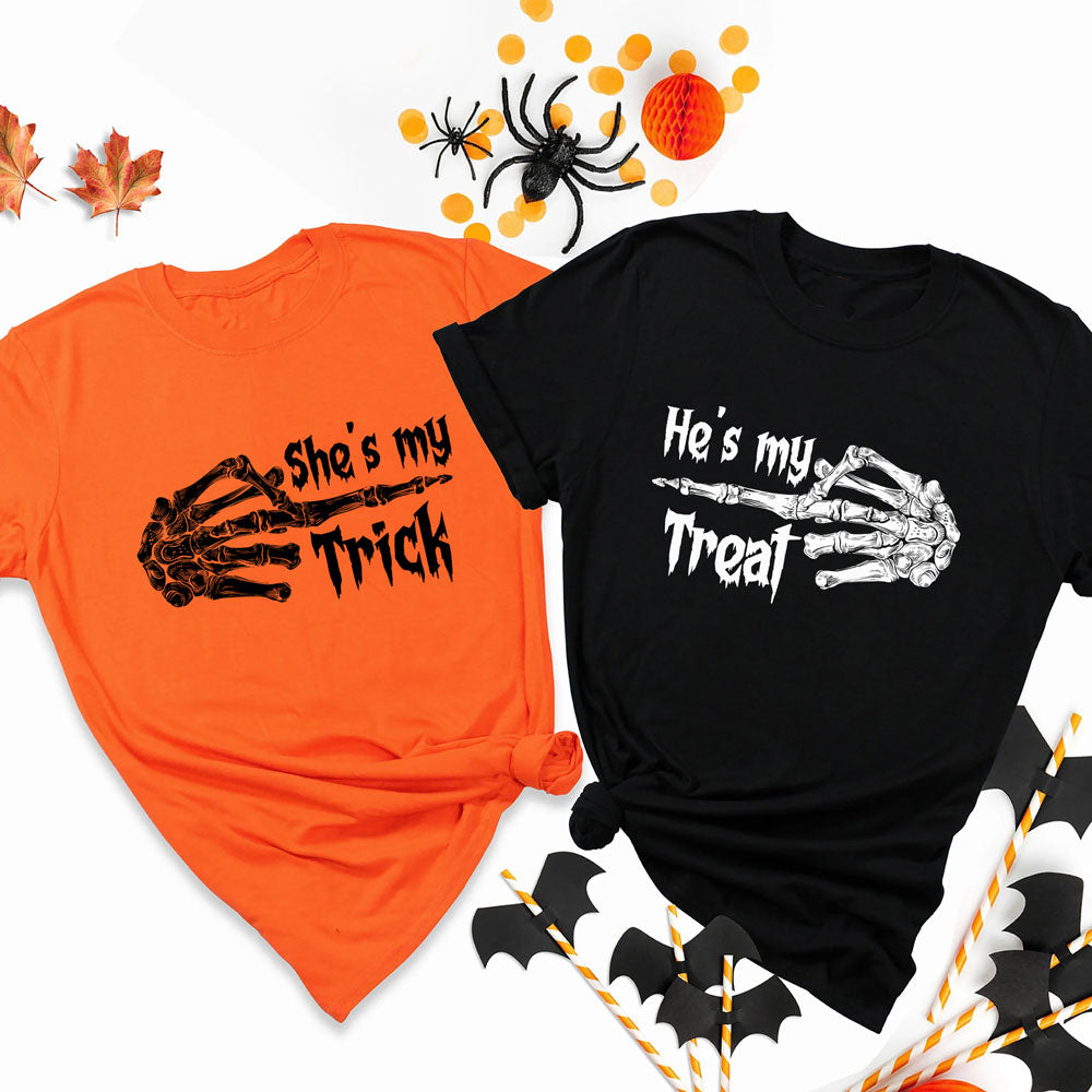 My Trick My Treat Funny Matching T-Shirt Halloween Gift For Couple