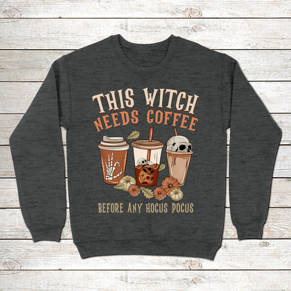 Halloween This Witch Needs Coffee Funny Spooky Sweatshirt