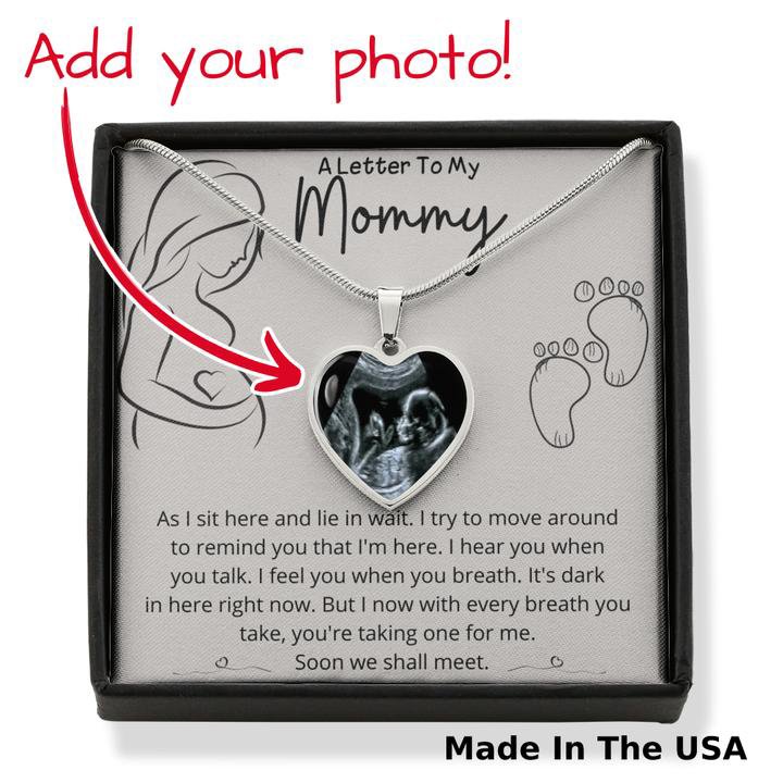 Personalized Gift For Expecting Mom As I Sit Here And Lie In Wait Heart Message Card Heart Necklace