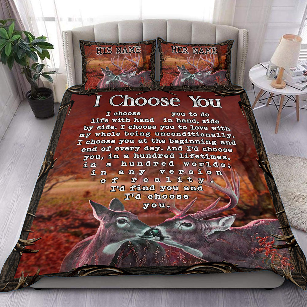 Hunting Couple Deer And Doe I Choose You Personalized Bedding Set Gift For Animal Lover