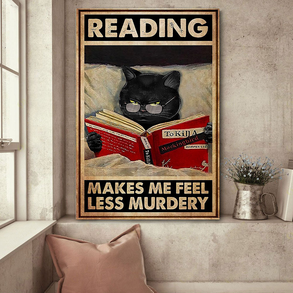 Less Murdery Reading Cat Canvas